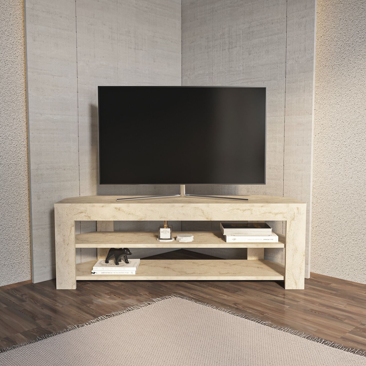 Comoda TV, Hanah Home, Rita, 120x42x35 cm, Travertin - imagine 6